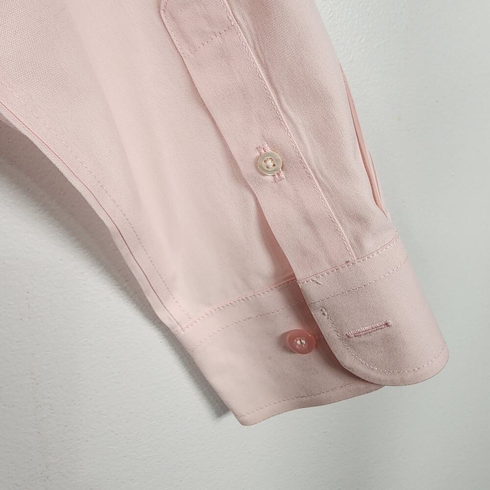LL Bean Wrinkle-Free Pinpoint Oxford Shirt Large Long-Sleeve Blush Pink Cotton L - Picture 6 of 8